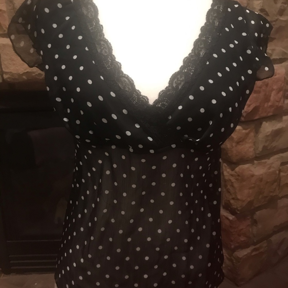 Sheer polka dot blouse
